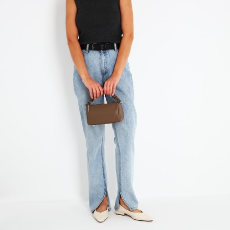 Baget bag with zipper, brown color-9
