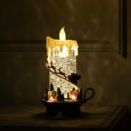 LED candle with Santa Claus, 14 × 23 × 12 cm, plastic, AAX3 batteries (not complete), USB, glow warm white-4