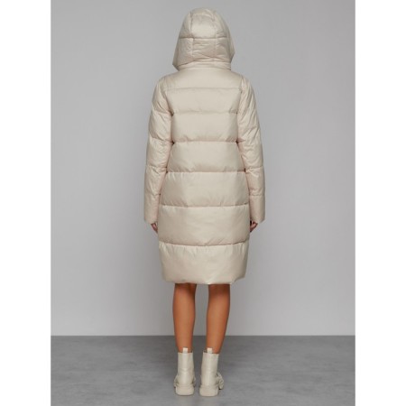 Coat insulated winter female, size 50, beige color-3