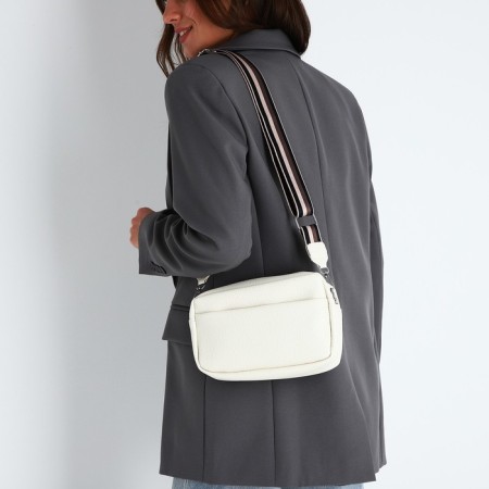 Bag Cross-Bodi with a zipper, white color-6