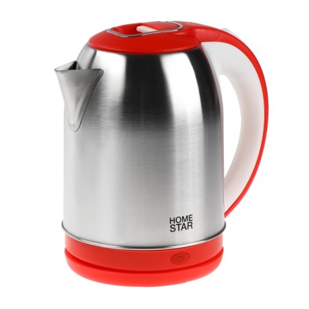 Electric kettle Homestar HS-1054, metal, 2.3 l, 1500 watts, silver-red