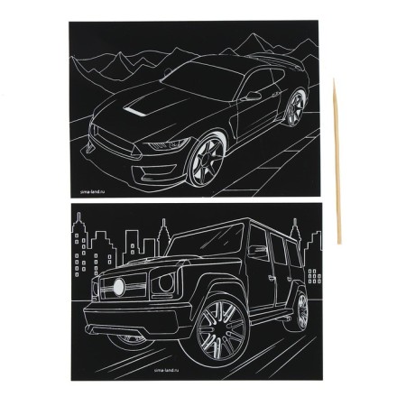 Engraving "steep cars", 2 pcs., 10x15 cm-1