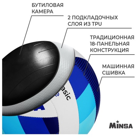Volleyball ball minsa basic Ice, tpu, machine stitching, p. 5-2