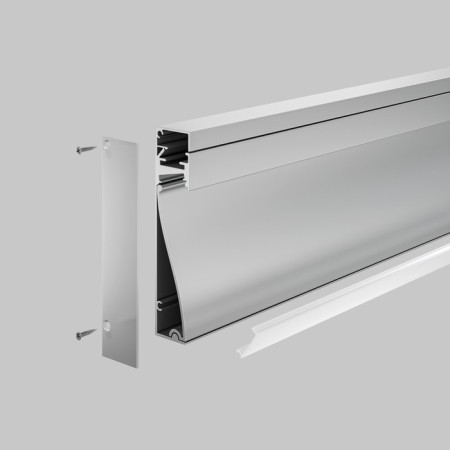 Aluminum profile skirting boards with backlight Led Strip Alm-8018-S-2M, 200x8x1.8 cm, silver color-3