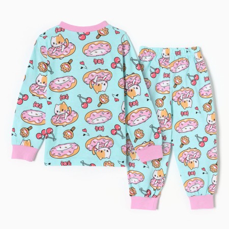 Pajamas for girls, mint color, height 98 cm-5
