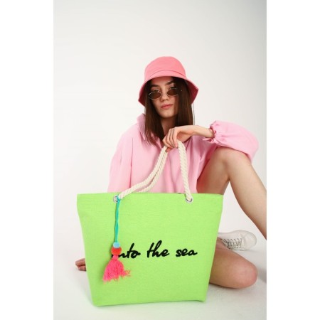 Bag Women's Beach Into the Sea, 50x34.5x14 cm, green color-6