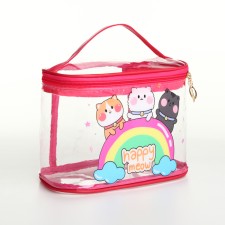 Cosmetic bag PVC Friends, 21*12*13, OTD on Lightning PL54, raspberry