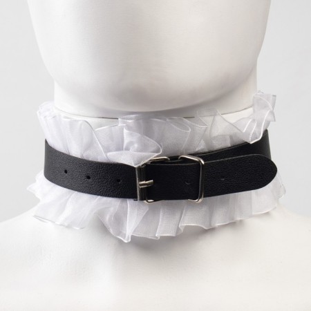 Erotic bdsm set of oka-hpki, with white lace, black, eco-leather, 9 items-9