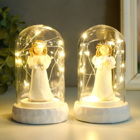 Souvenir Polystone Light "Angel with Flower/Prays" MIX 7x7x11.5 cm-1