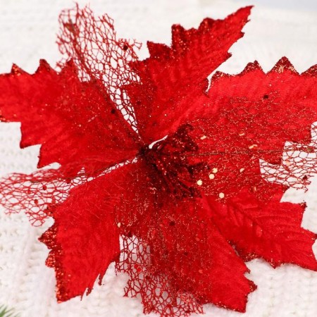 Decor "Winter Flower" Shine, 23x25 cm, red-1