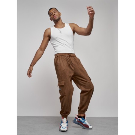 Joggers are sports male, size 50, brown color-1