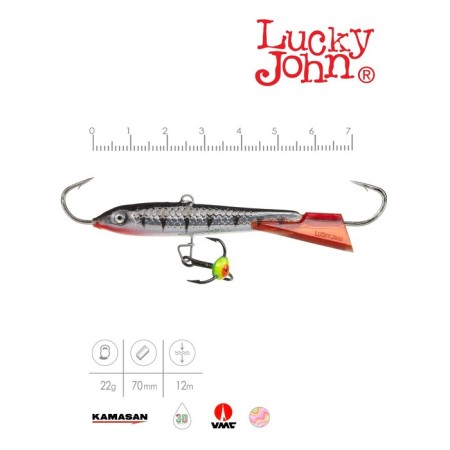 Balancir Lucky John Classic 7 + tee, 7 cm, color 12hrt blister-2