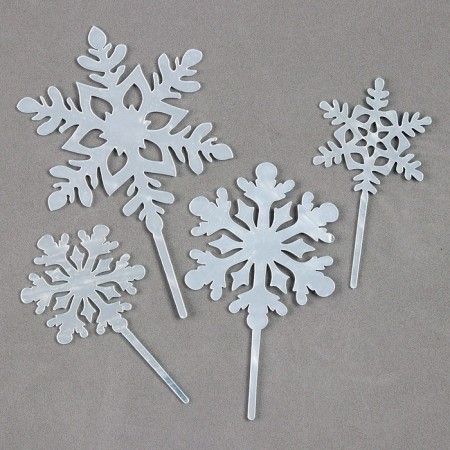 Set for decorating the cake "Snowflakes", 4 pcs., Silver color-6