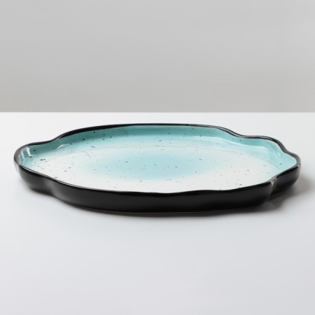 Poramine ceramic uneven edge "Blue", 27 cm, blue color-4