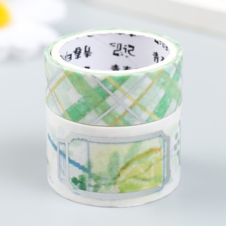 Adhesive tape paper "lemon" set 2 pcs width 1.5; 2.5 cm winding 2 m-1