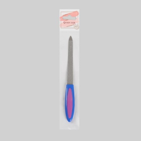 Metal file for nails, rubberized handle, 15 cm, color mix-3