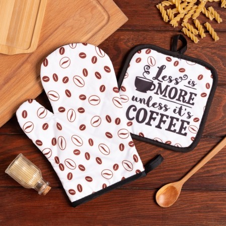 COMPLE COMPLE COMPLENT "COFFEE", TRASE 17X17 cm, mittens 26x16 cm, 100% p/e