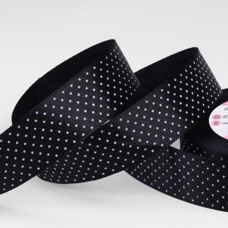 Satin ribbon "Golshek", 25 mm × 23 ± 1 m, color black No. 039