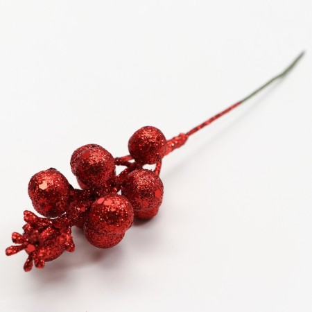 Decorative berries on a stick, red, 4.5 × 4.5 × 20 cm-2