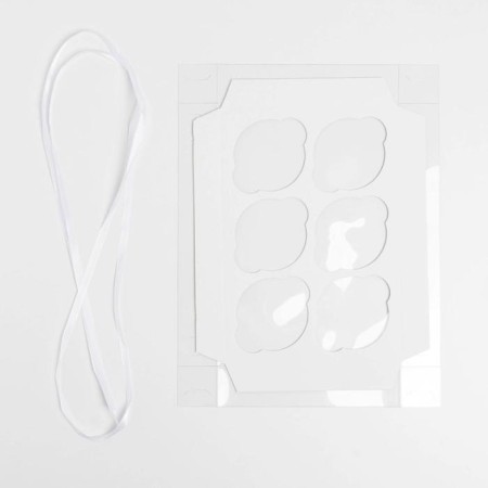 Capcake box, confectionery packaging with PVC lid, 6 cells "Flowers", March 8, 23 x 16 x 10 cm-4