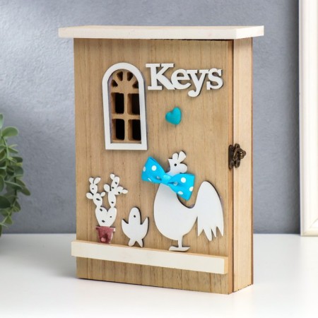 Keywood tree "Chicken with chicken" 26x21x6 cm-1
