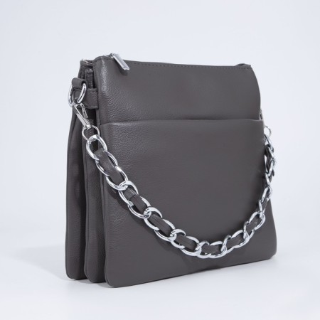 Bag Cross-Bodi with a zipper, gray color-2