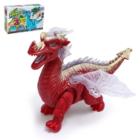 Dinosaur "Dragon", works on batteries, light and sound effects, red color