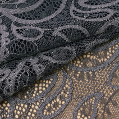 Lace elastic fabric, 225 mm × 2.7 ± 0.5 m, graphite color-1