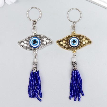 Keychain Metal eyes "Eye and bead brush" 9x5.5 cm-3