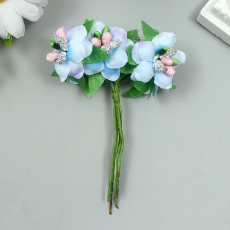 Flowers for decorating "Iris" Blue 1 bouquet = 6 colors 9 cm-2
