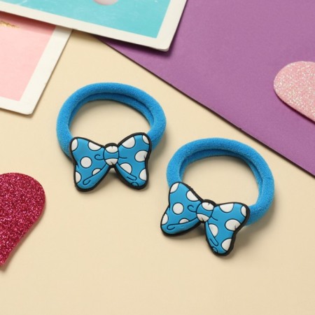 Hair elastic band "Pupsenok" (set 2 pcs) bow, 4 cm, blue-1