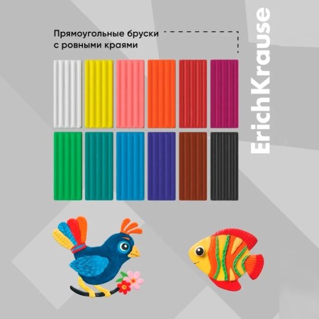 Plasticine 12 colors, 192 g, Erichkrause, in cardboard packaging-12