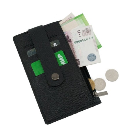 Cartholder, genuine leather, black 15x9x1 cm