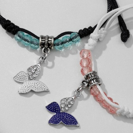 Bracelets "Demetrons" butterflies with beads, color, 8 cm-2