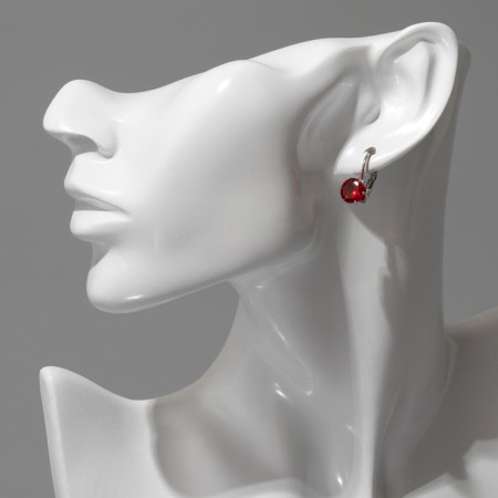 Earrings with “confetti” rhinestones Circle, Mix color in silver-6
