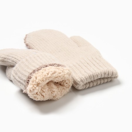 Women's mittens minku, beige color, 22 cm-2