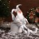 New Year's jester "with wings" sits, moves, 39x14 cm, silver