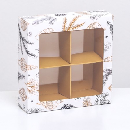 Box for sweets 4 pcs, 12.6 x 12.6 x 3.5 "New Year's toys"-4