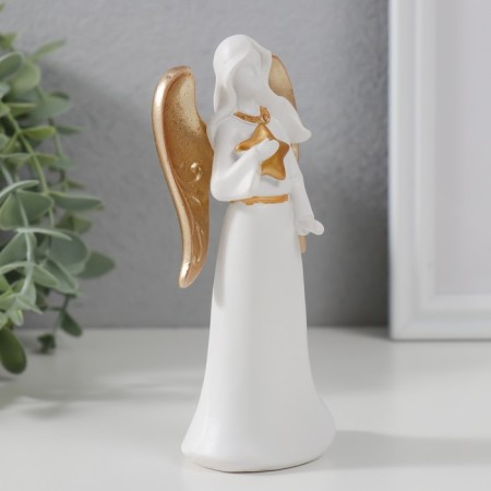 Souvenir Polystone "Angel-Virgin with a star" White with gold 13.5x6.3x4.5 cm-1
