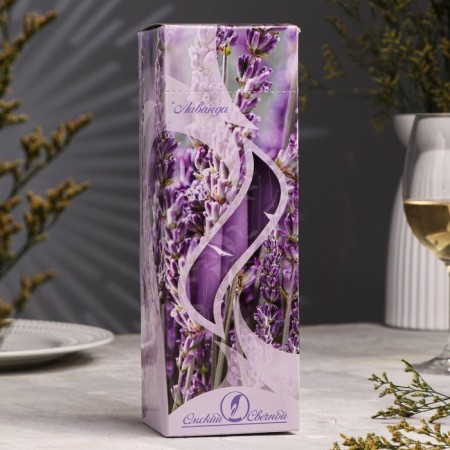 Candle Antique aromatic "lavender", 2.3x 24.5 cm, 5 hours, 55 g, lilac-2