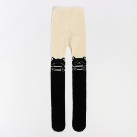 Pantyhose children, cream/black color, height 140-146 cm