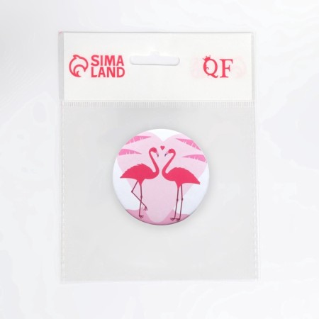 Flaming folding mirror, d = 7.5 cm, pink color-4