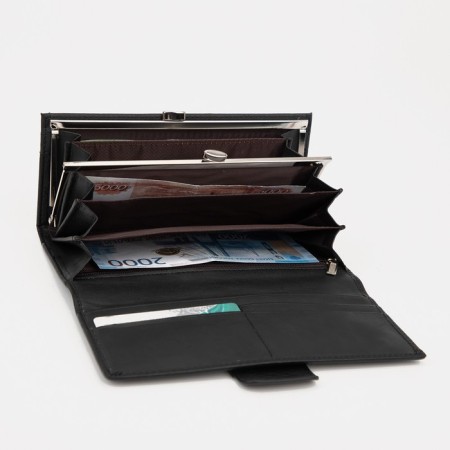 Women's wallet on magnets, black color-3