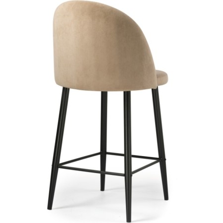 Metal amisure stool Metal/velor, black/beige 48x53x95 cm-3