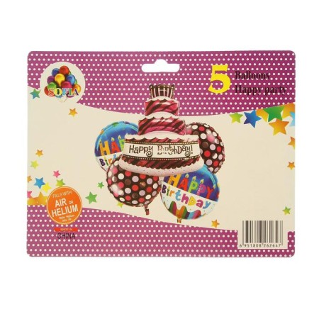 Bouquet of balls "Happy Birthday", foil, set of 5 pcs.-2