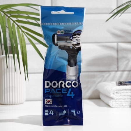 Disposable shaving machine Dorco Pace 4, 4 blades, moisturizing strip, floating head