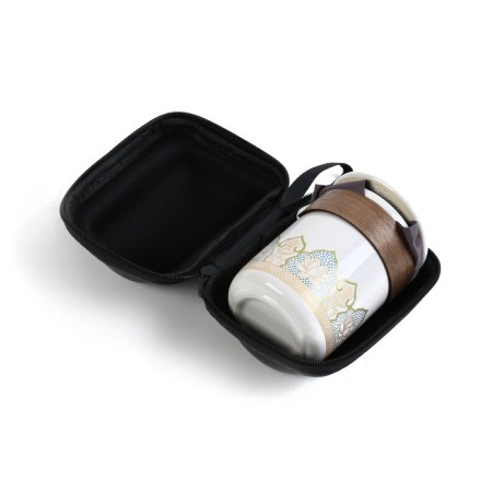 A set for a tea ceremony of 5 items per 3 persons: a cup 50 ml, a kettle 280 ml, white-3