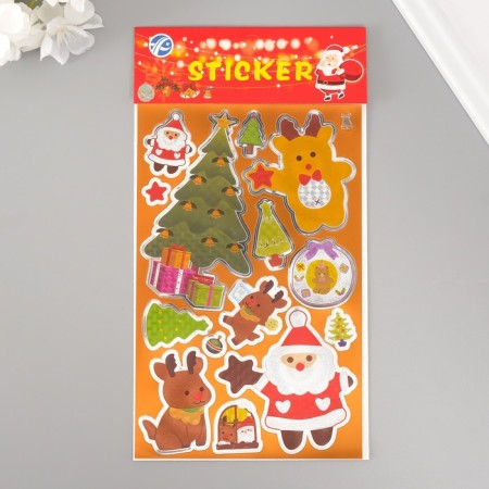 Sticker Plastic Foil "New Year" yellow 24.5x13.2 cm