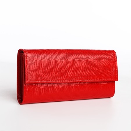 Women's wallet on the button, red color