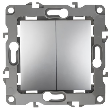 Double switch, 10AX 250V, IP20, without m. Lamps, era12, aluminum